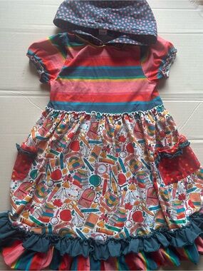 Back to School Hooded Dress with ruffles